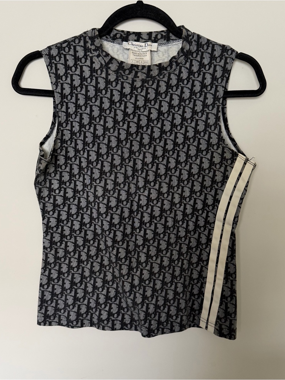 Vintage Dior (Galliano Era) Navy & Cream Monogram Sleeveless Tank